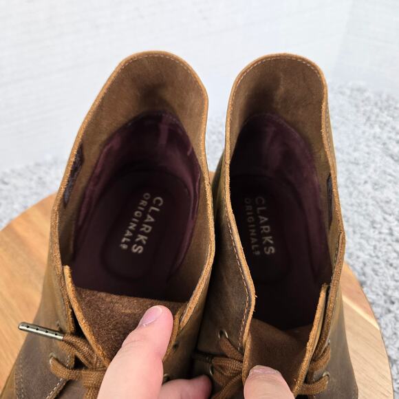 Clarks Mens 13M Original Desert Brown Leather Distressed Crepe Sole Chukka Boot main image 13